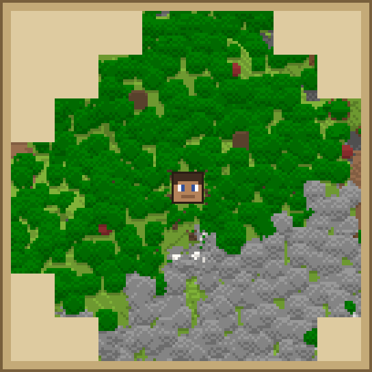 A map drawn in Discord with a player's head in the middle