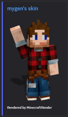 A player's skin rendered in 3D in Discord